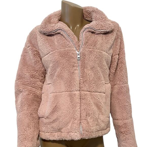 Blashe small faux fur pink zip up lined jacket pockets C2 9010 - Picture 1 of 11